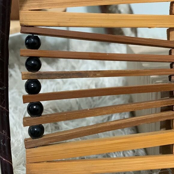 Vintage Wood Slat Basket-Catchall Tray-Fruit Bowl-Bread Basket-Trinket Dish - Picture 6 of 17